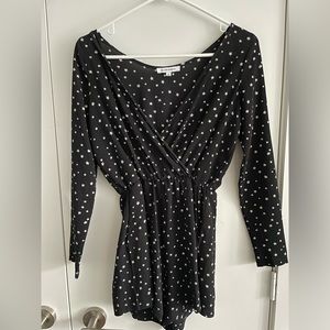 Navy Long Sleeved Shorts Romper with Star Print